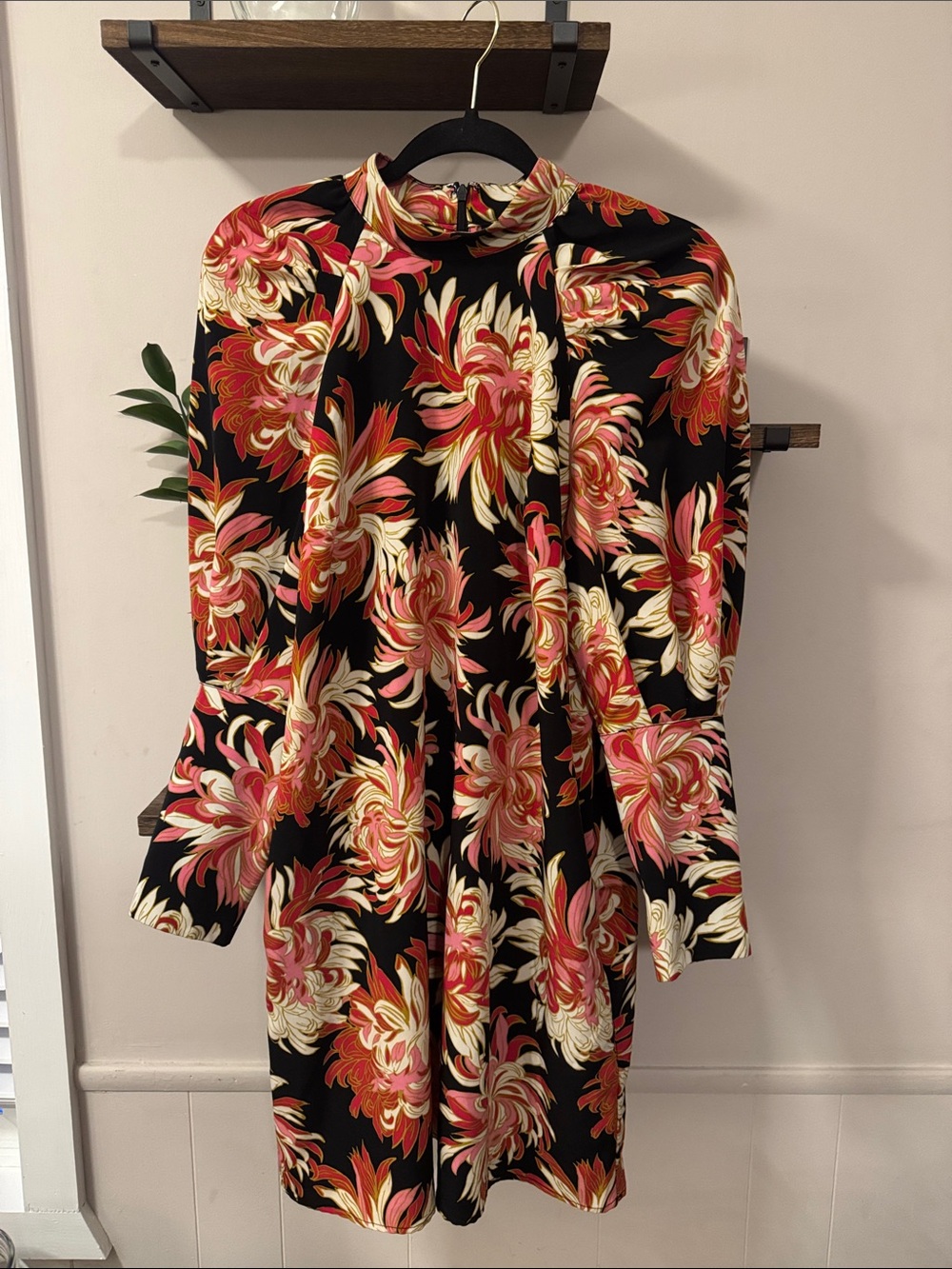 Who What Wear Floral Puff Sleeve High-Neck Women's Dress Size Medium